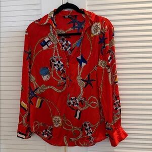 Zara Vibrant Red Nautical Shirt